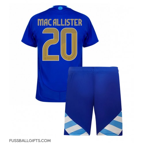 Argentinien Alexis Mac Allister #20 Fußballbekleidung Auswärtstrikot Kinder Copa America 2024 Kurzarm (+ kurze hosen)